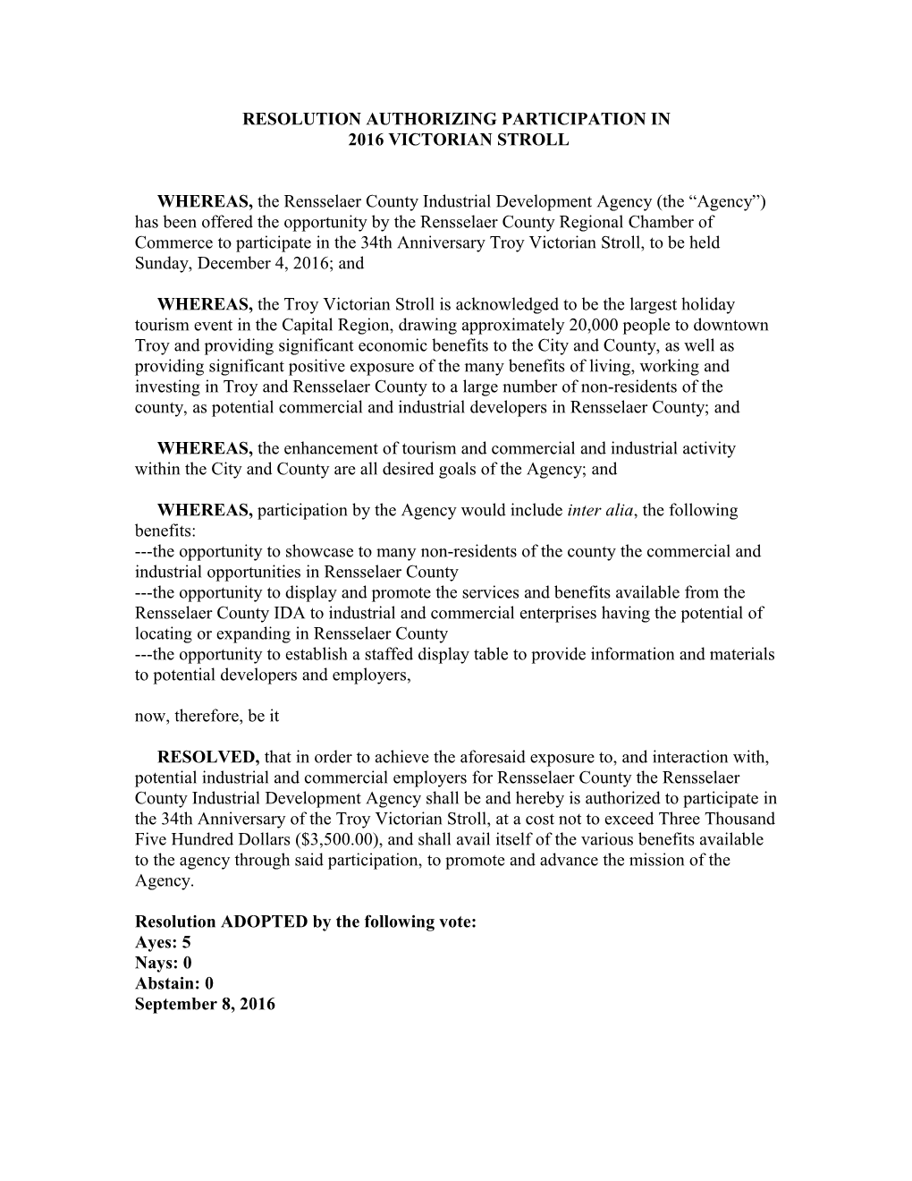 Resolution Authorizing Contribution in Support of Riverspark