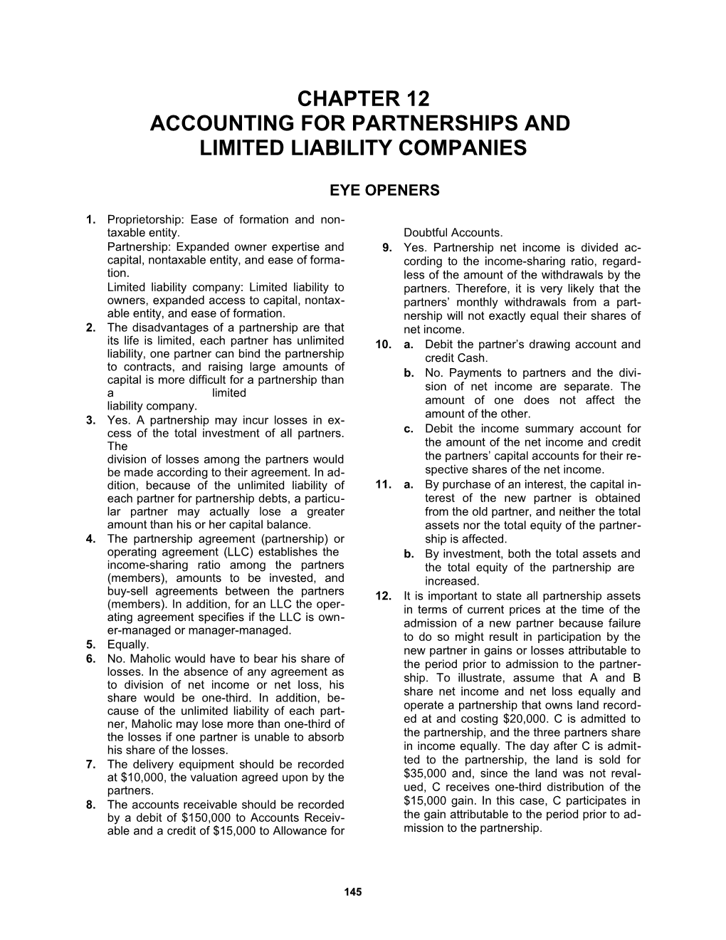 CHAPTER 12Accounting for Partnerships and Limited Liability COMPANIES