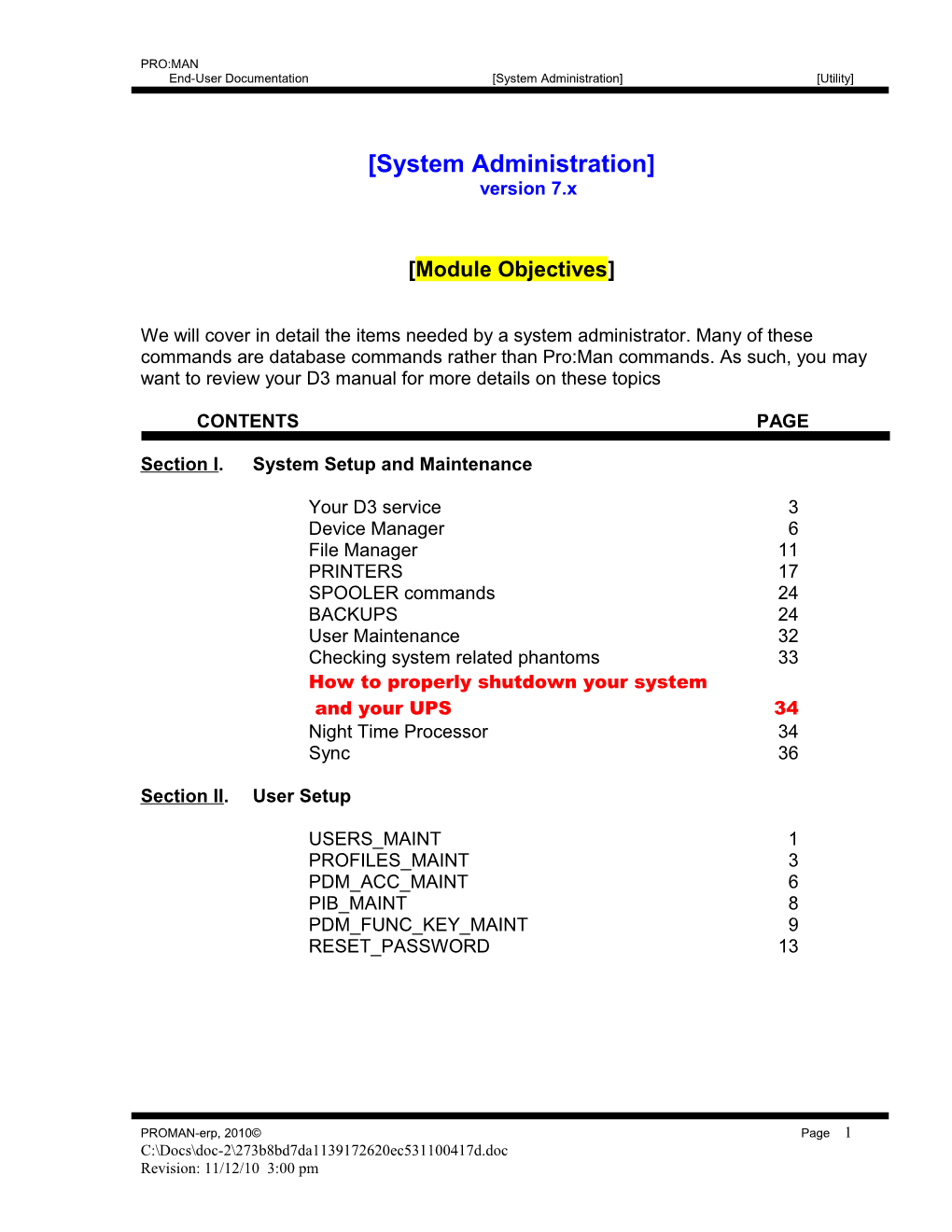 End-User Documentation System Administration Utility