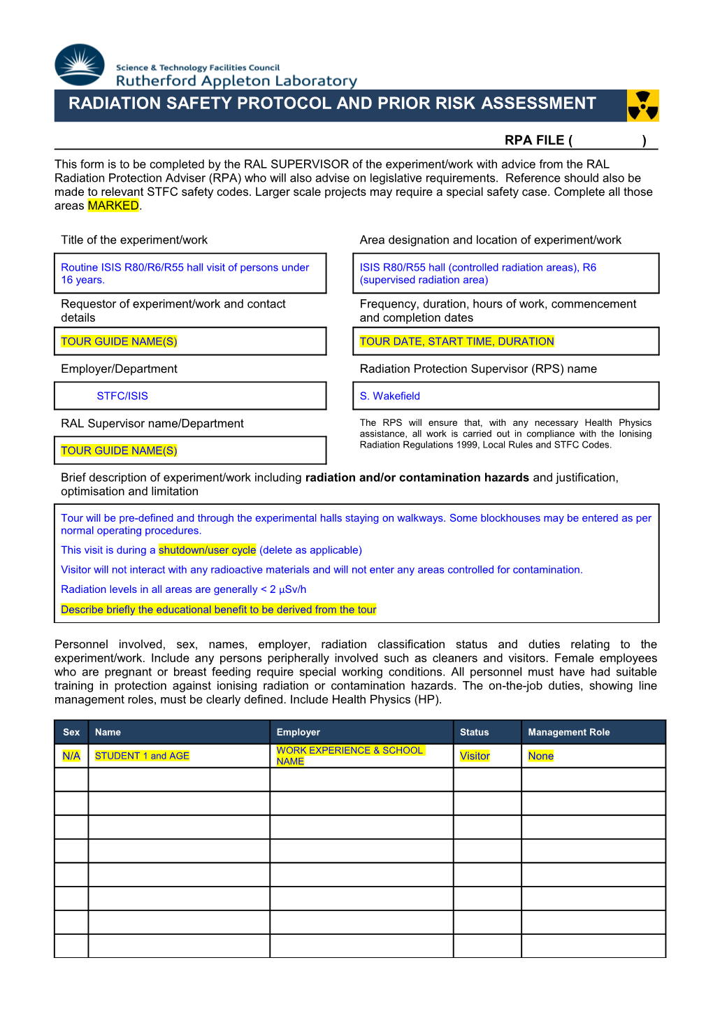 Template RRA Work Experience