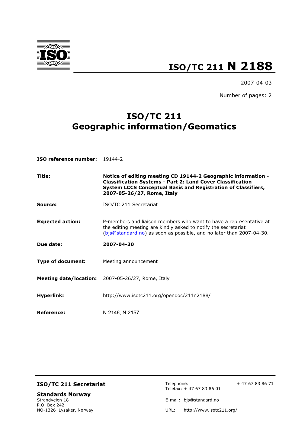 ISO/TC 211 Geographic Information/Geomatics