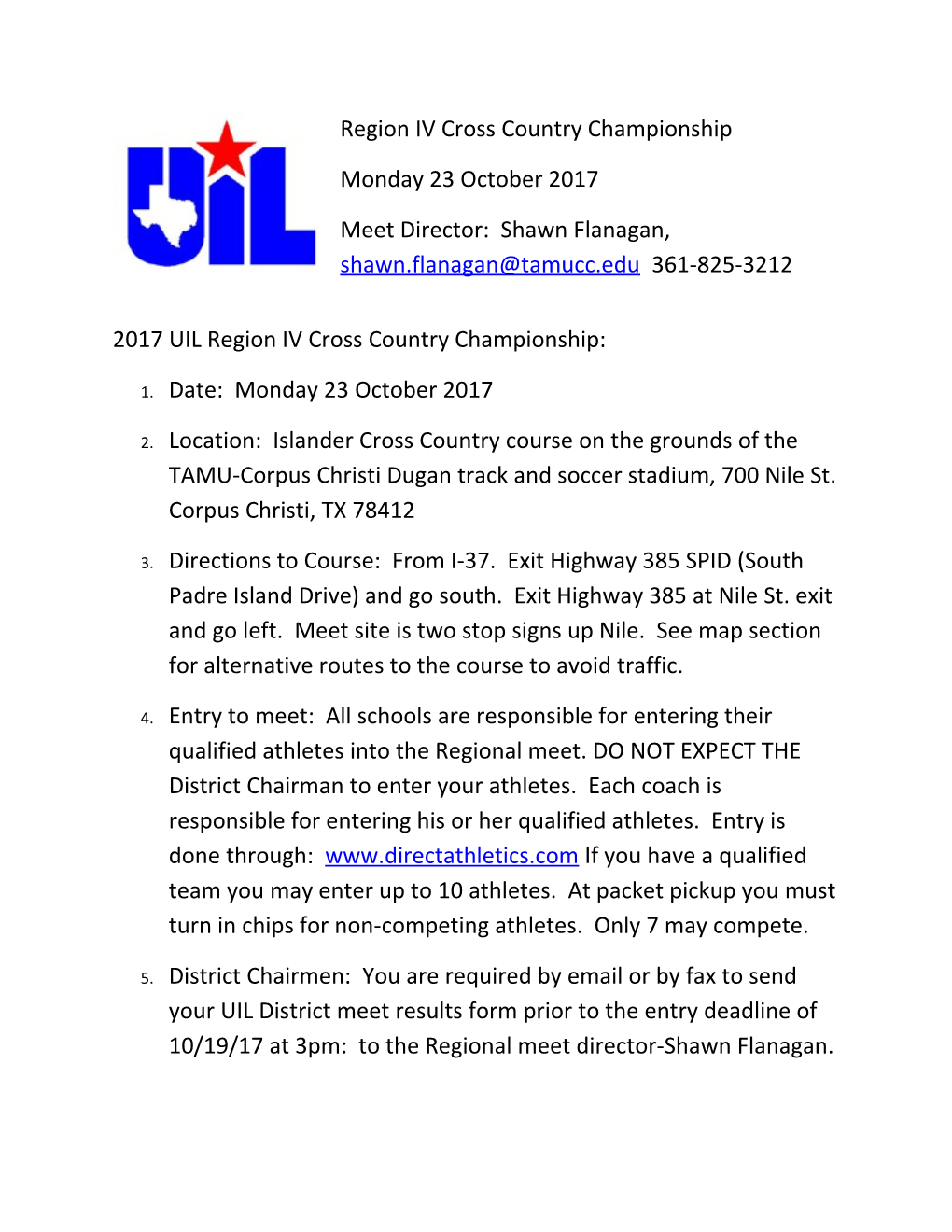 2017 UIL Region IV Cross Country Championship