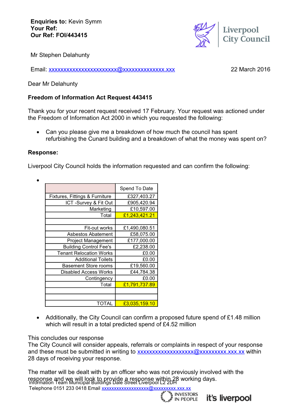 Freedom of Information Act Request 443415