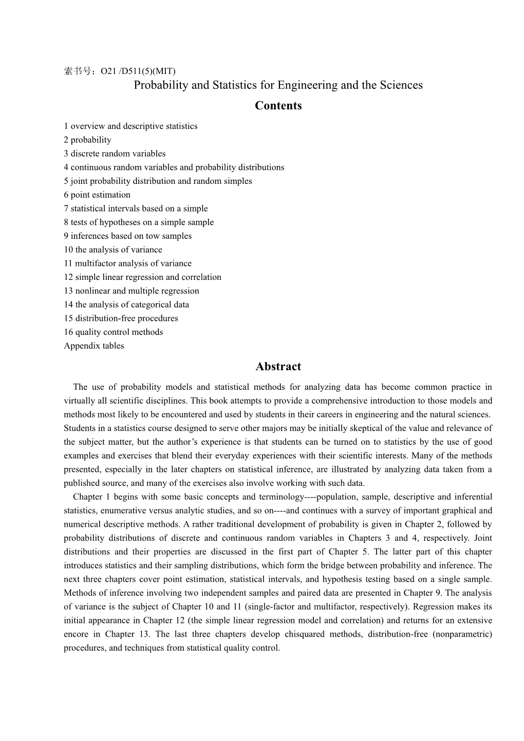 Probability and Statistics for Engineering and the Sciences