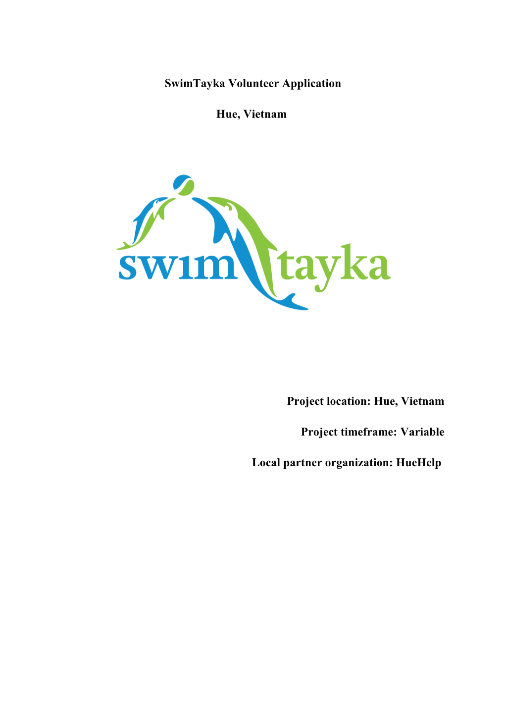 Swimtayka Volunteer Application