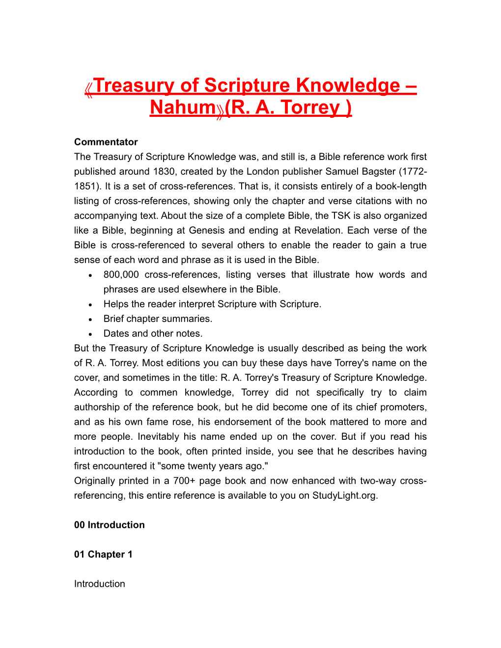 Treasury of Scripture Knowledge Nahum (R. A. Torrey )