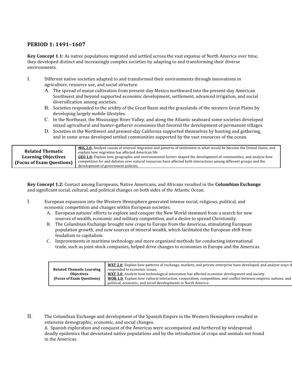 Key Concept 1.1: As Native Populations Migrated and Settled Across the Vast Expanse Of