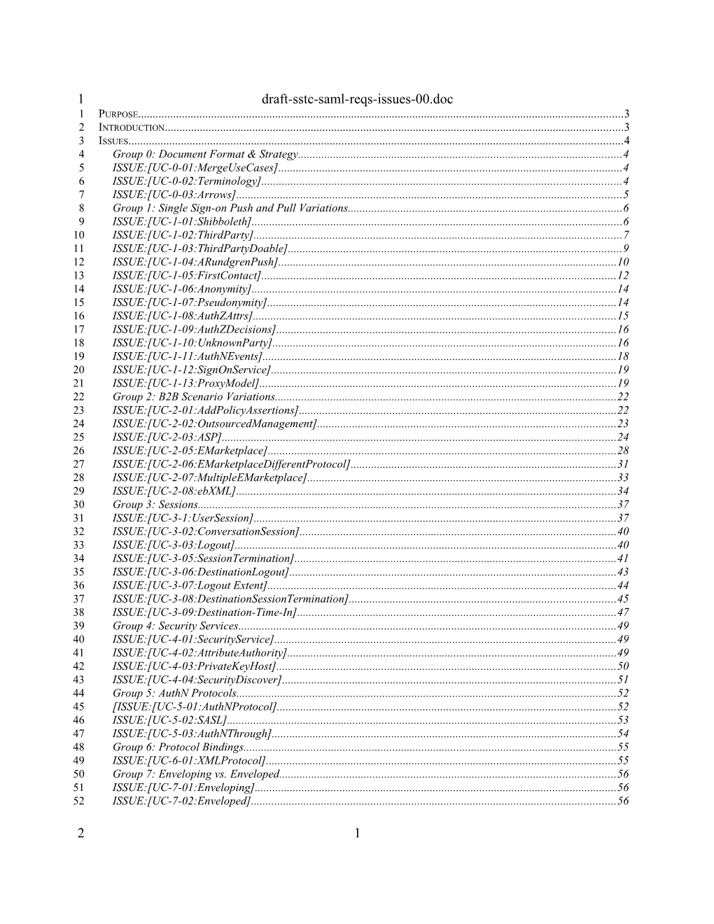 Oasis Security Services Use Cases and Requirements: Issues List