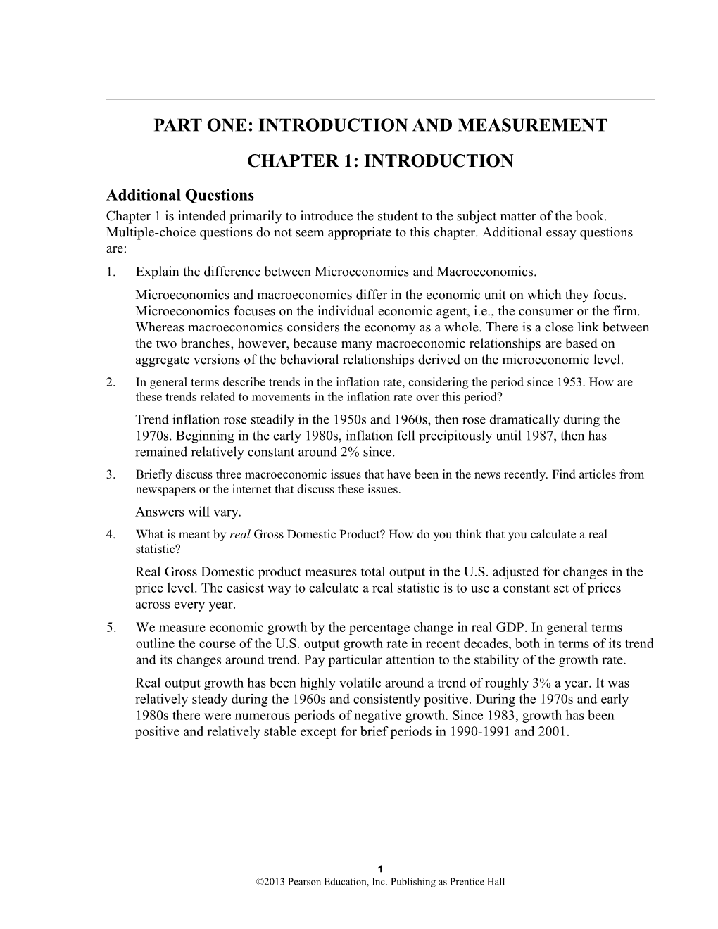 Part One: Introduction and Measurement