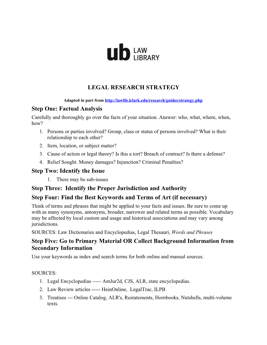 Legal Research Strategy