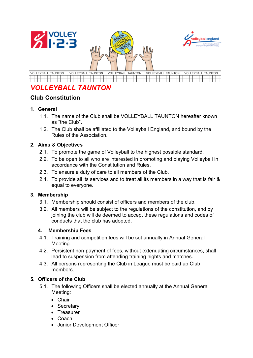 Code of Ethics and Conduct for Club Officials and Volunteers