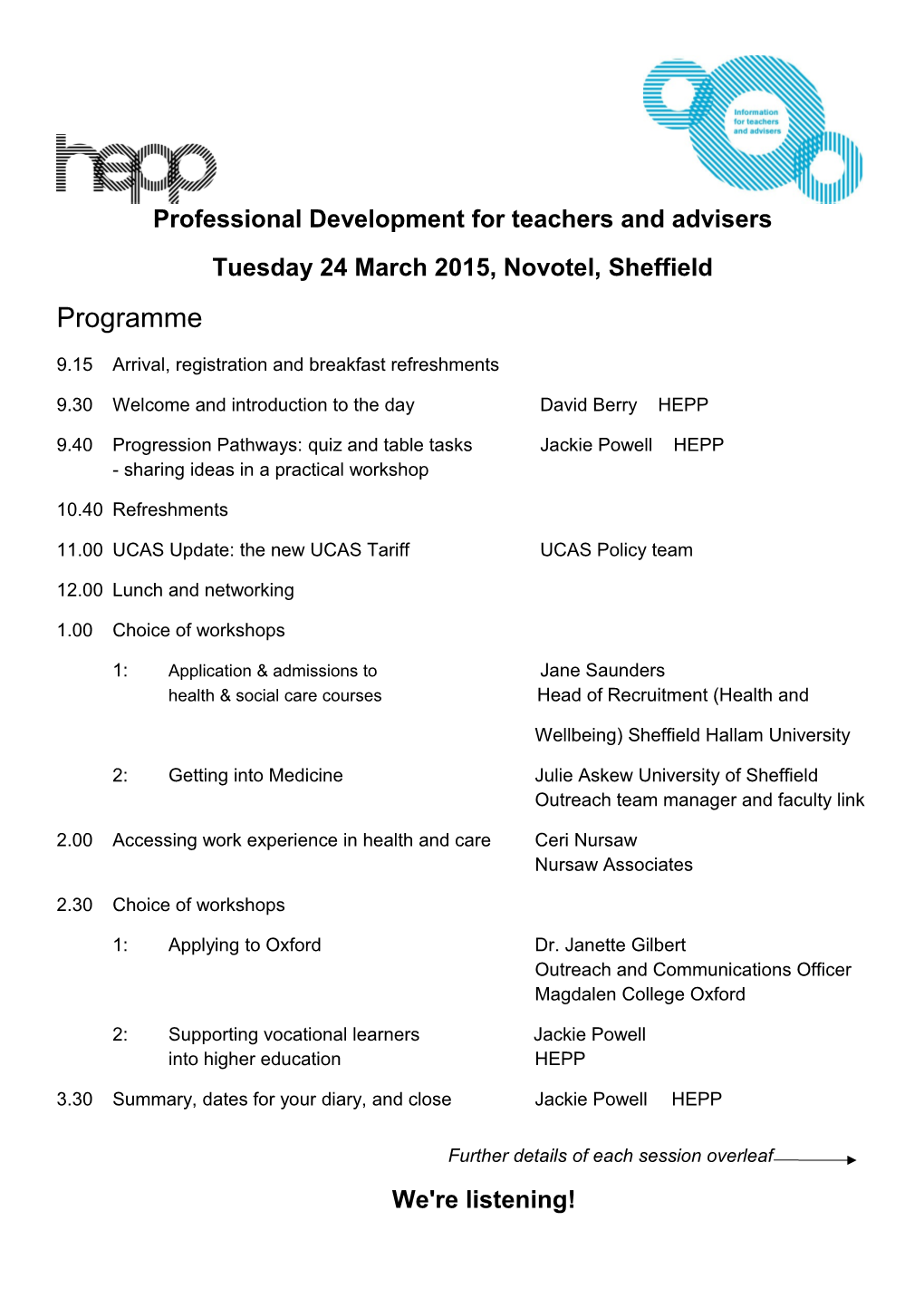 Professional Development for Teachers and Advisers