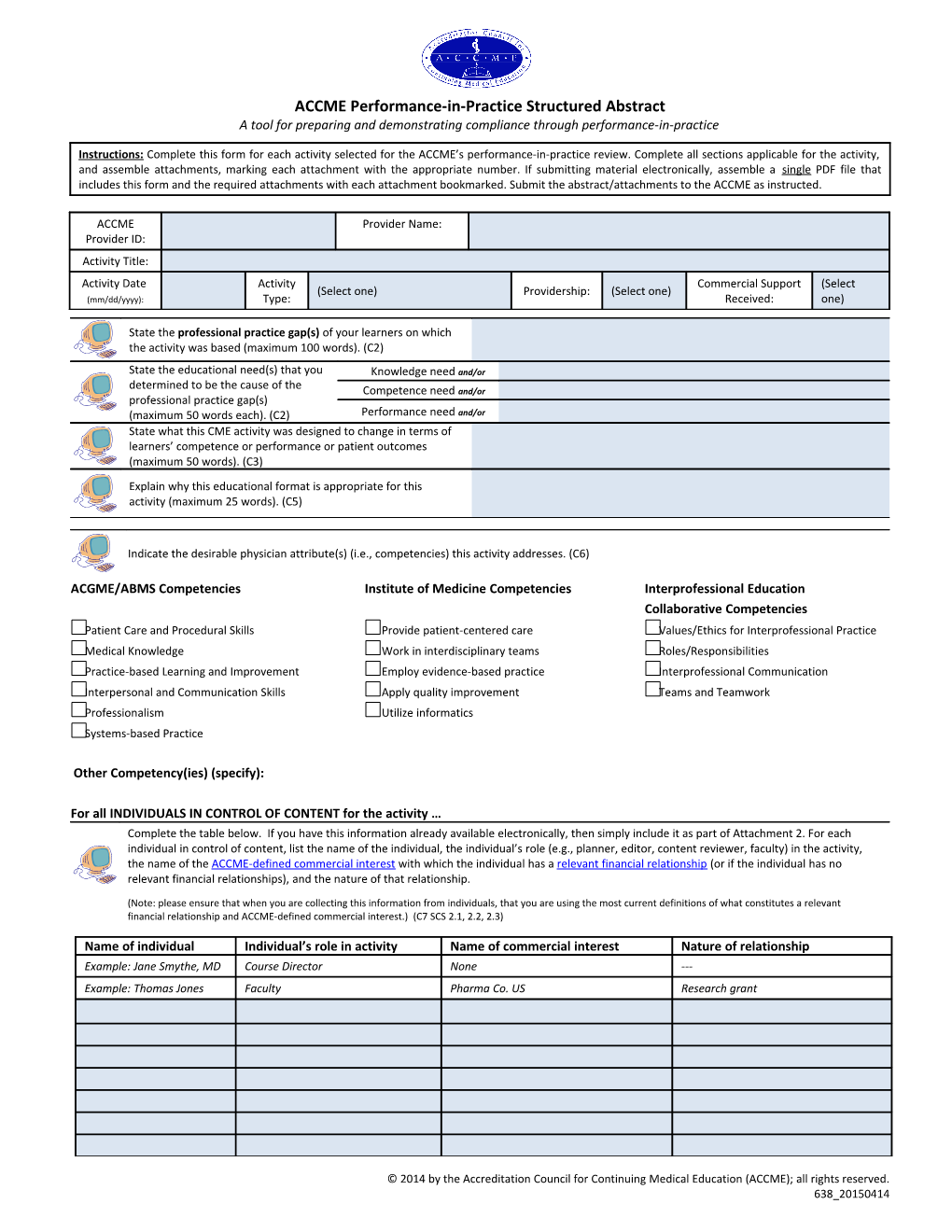 ACCME Performance-In-Practice Structuredabstract