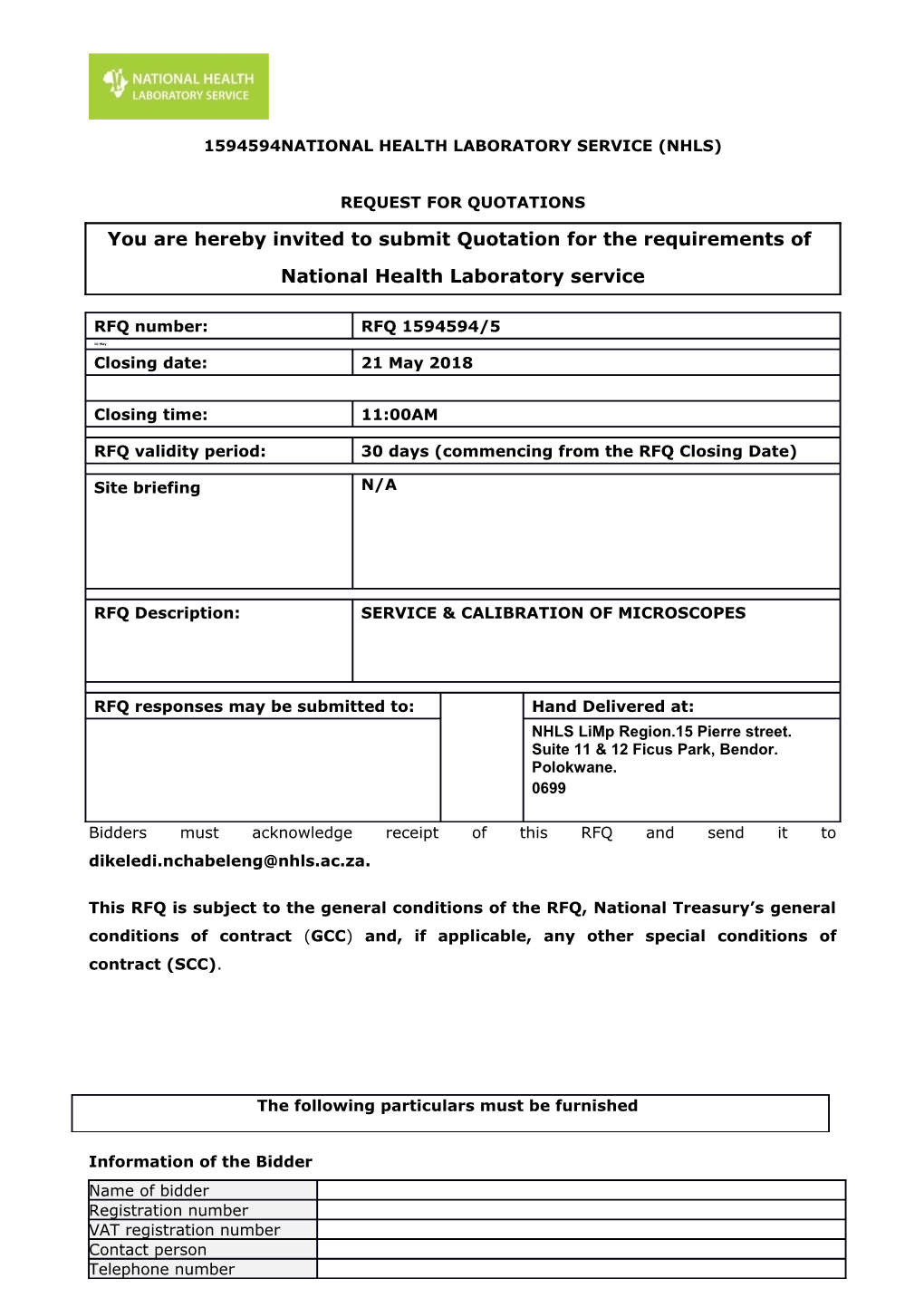 1594594National Health Laboratory Service (Nhls)