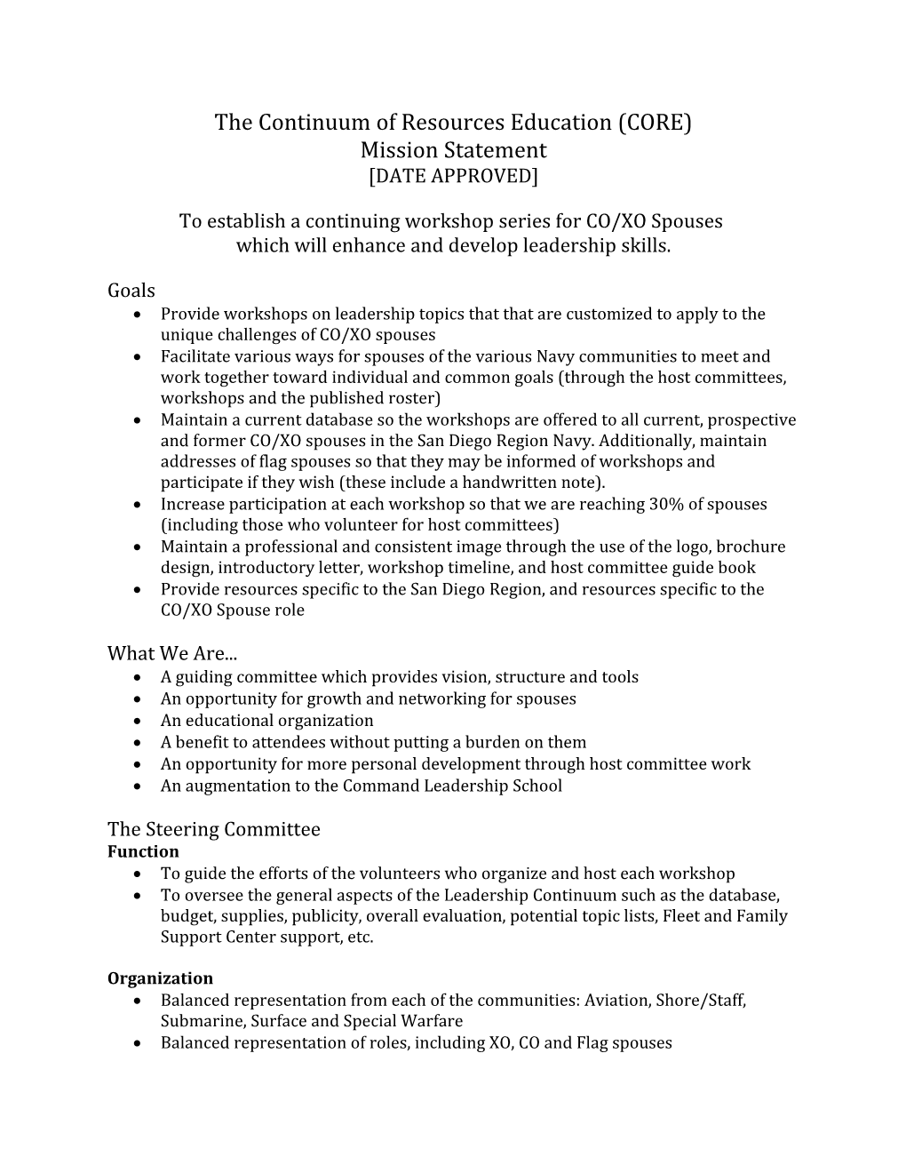 The Continuum of Resources Education (CORE)