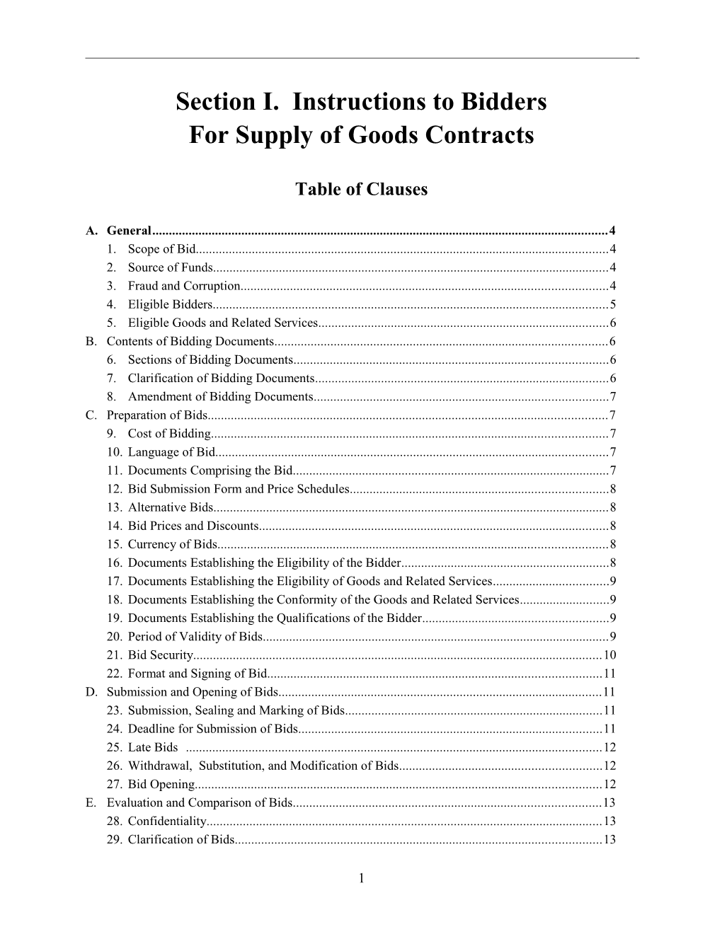 For Supply of Goods Contracts