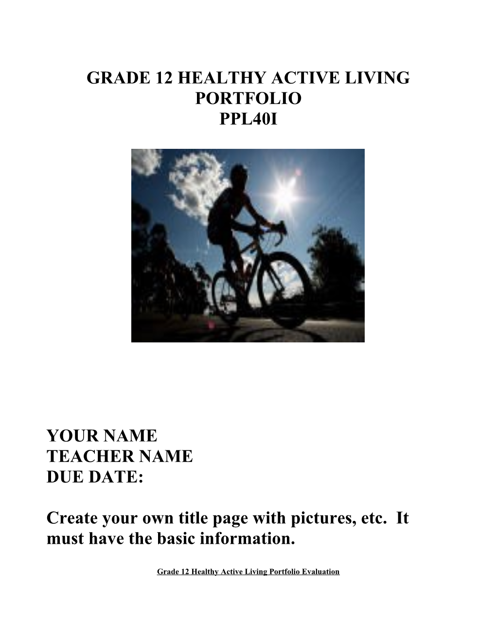 Grade 11 Healthy Active Living