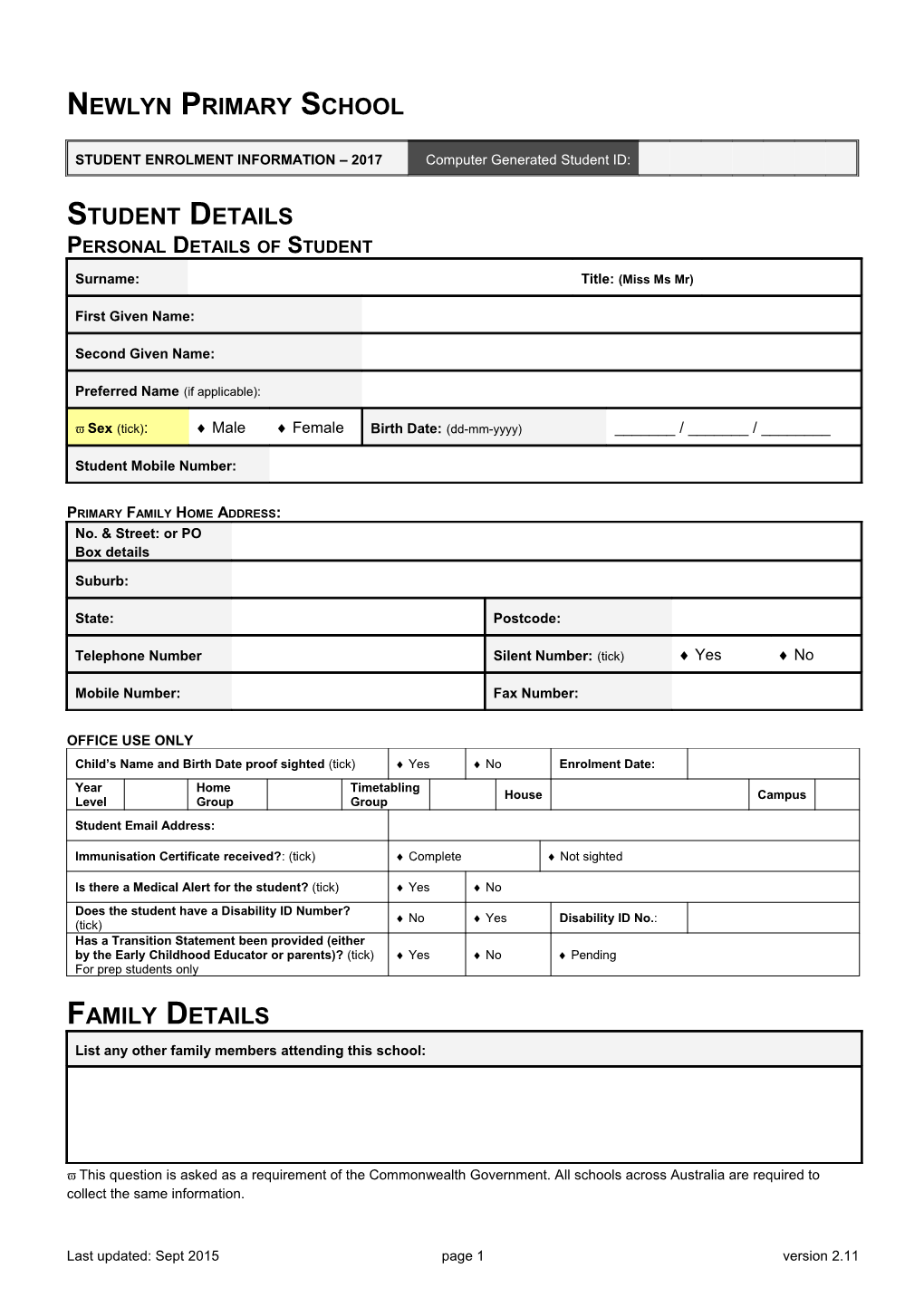 Student Enrolment Form s4