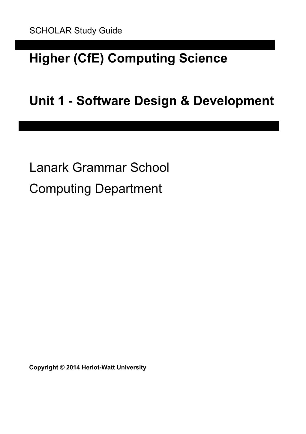 Higher (Cfe) Computing Science