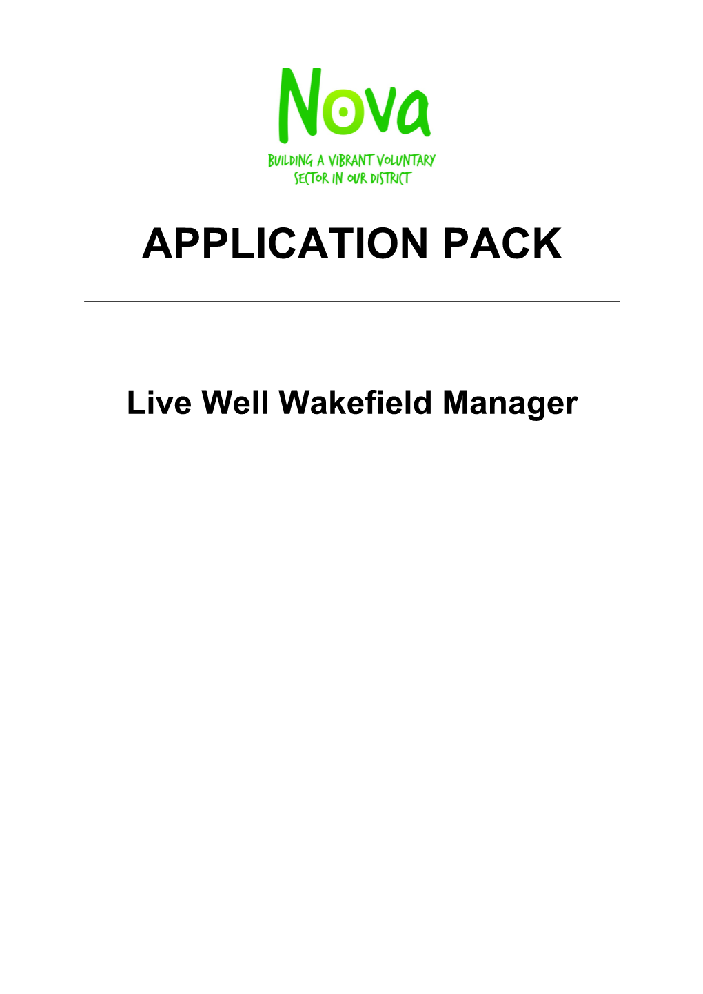 Live Well Wakefield Manager