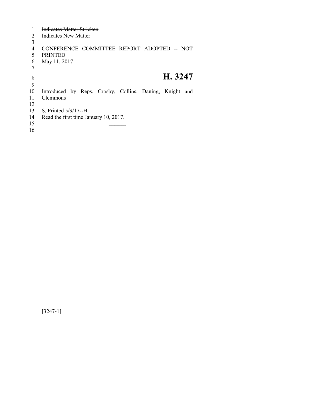 2017-2018 Bill 3247 Text of Previous Version (May 11, 2017) - South Carolina Legislature Online