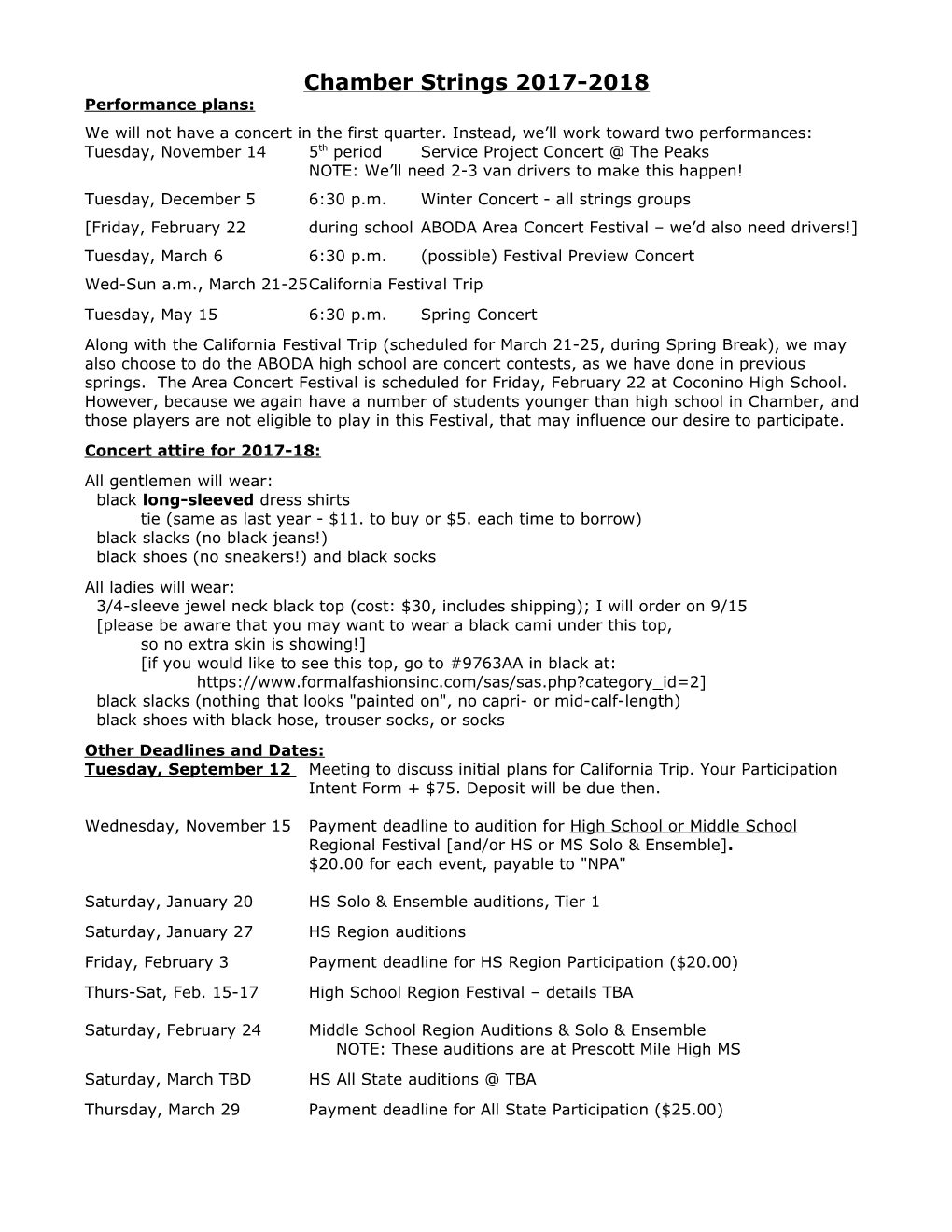 Chamber Strings 2017-2018