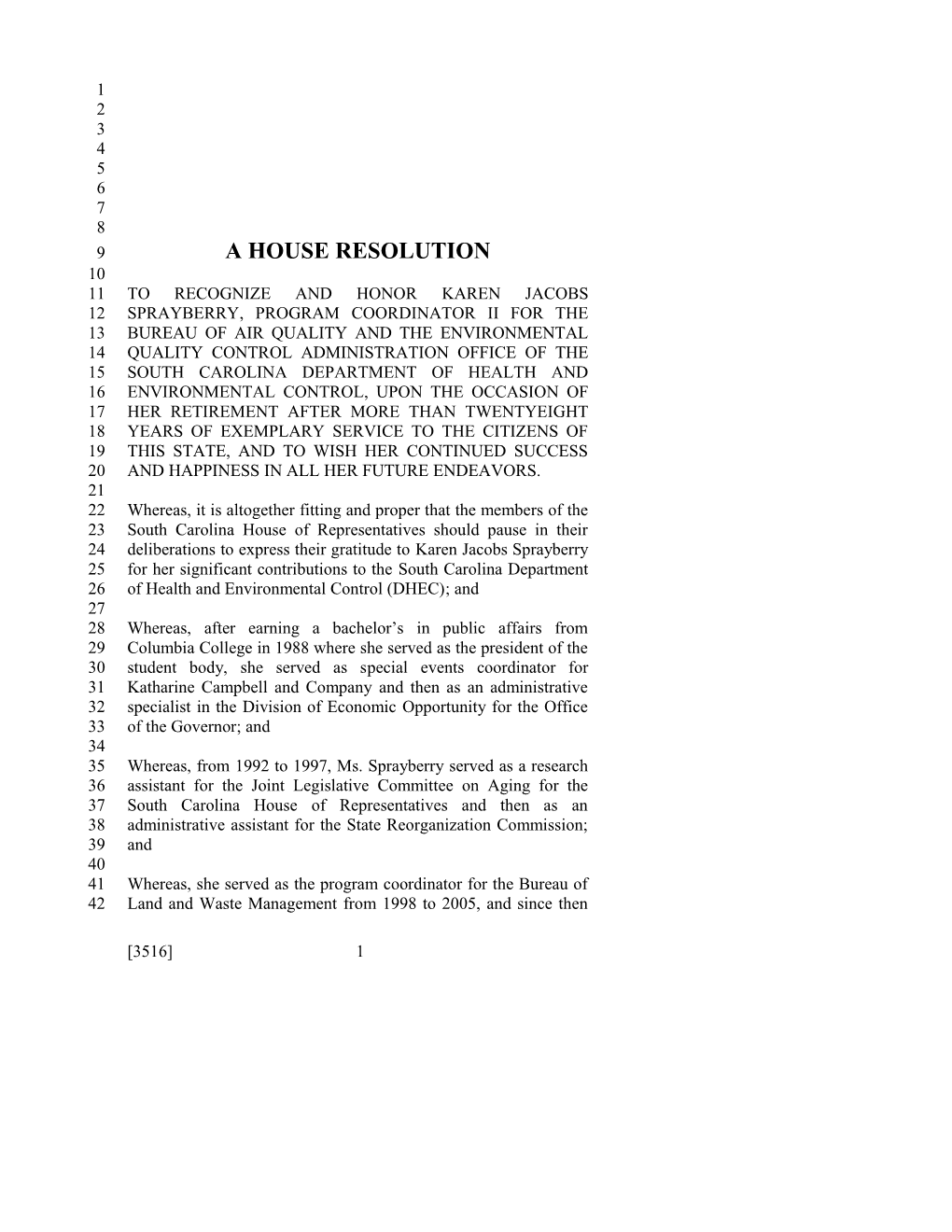 2015-2016 Bill 3516 Text of Previous Version (Feb. 4, 2015) - South Carolina Legislature Online