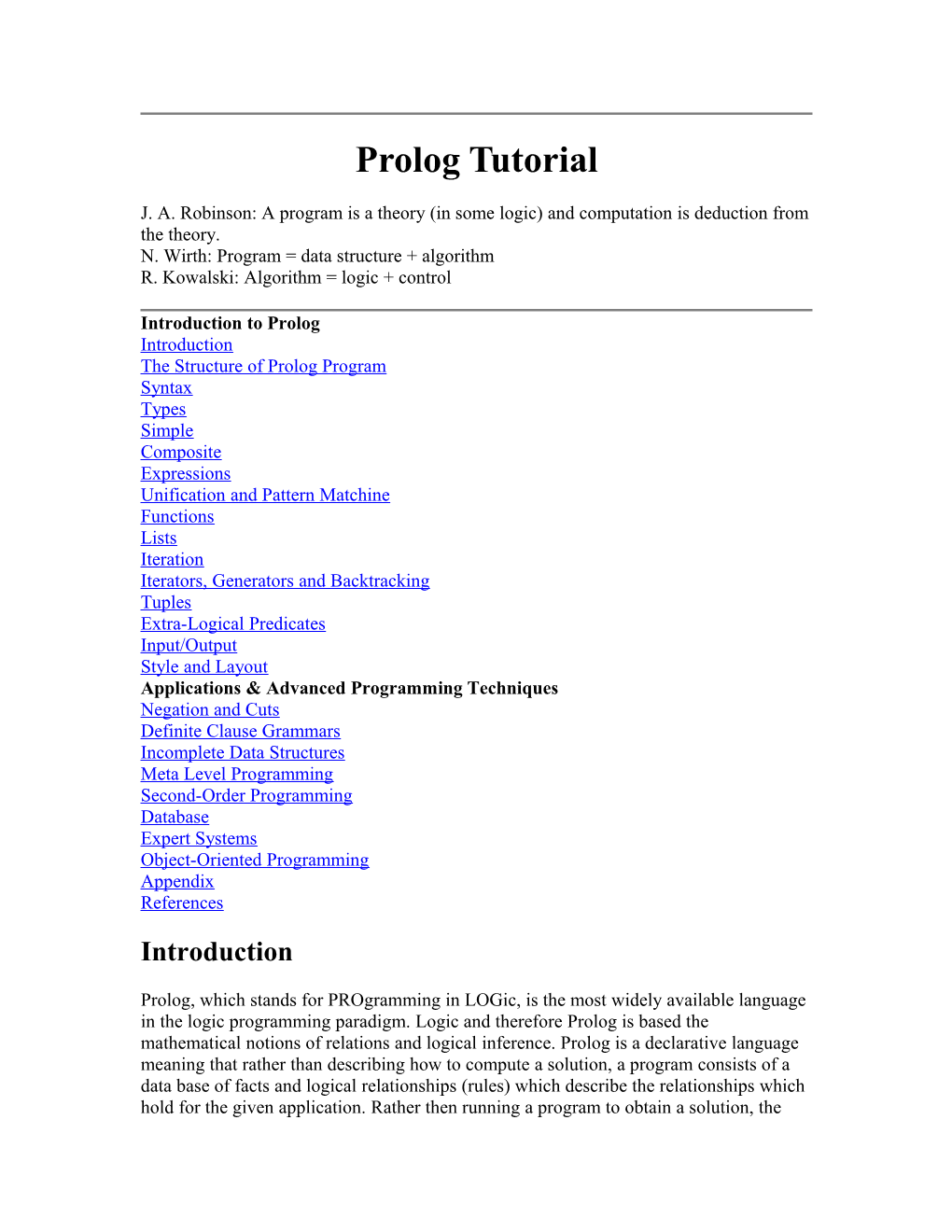 Prolog Tutorial