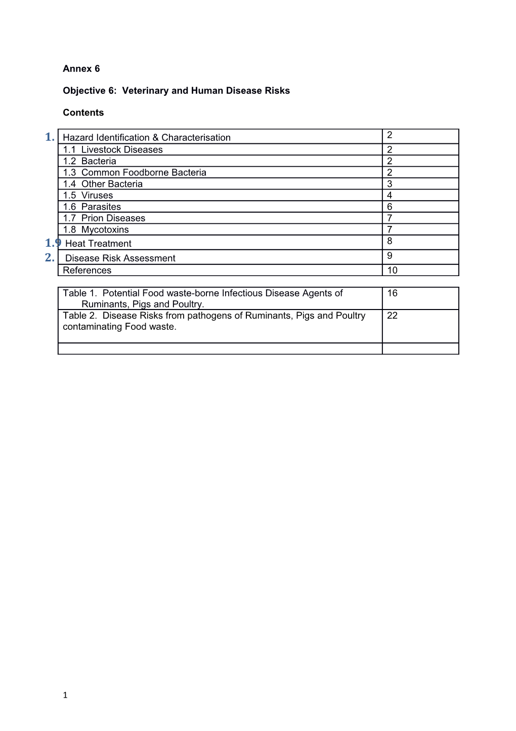 Objective 6: Veterinary and Human Disease Risks