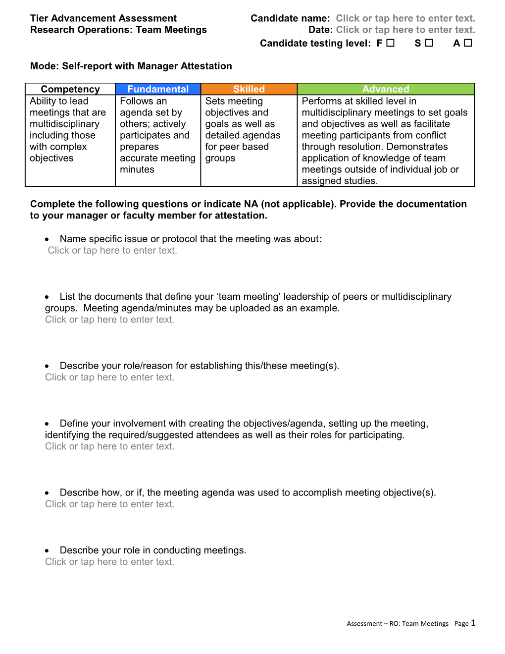 Tier Advancement Assessment Candidate Name: Click Or Tap Here to Enter Text. Research