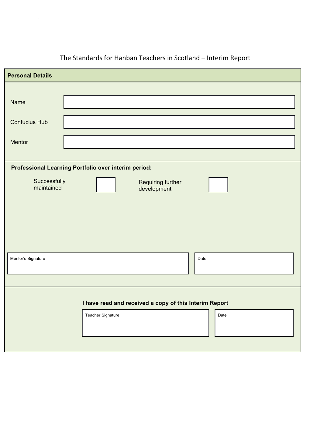 The Standards for Hanban Teachers in Scotland Interim Report