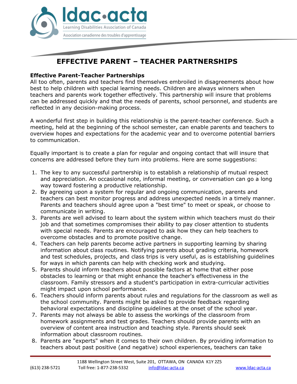 Effective Parent Teacher Partnerships