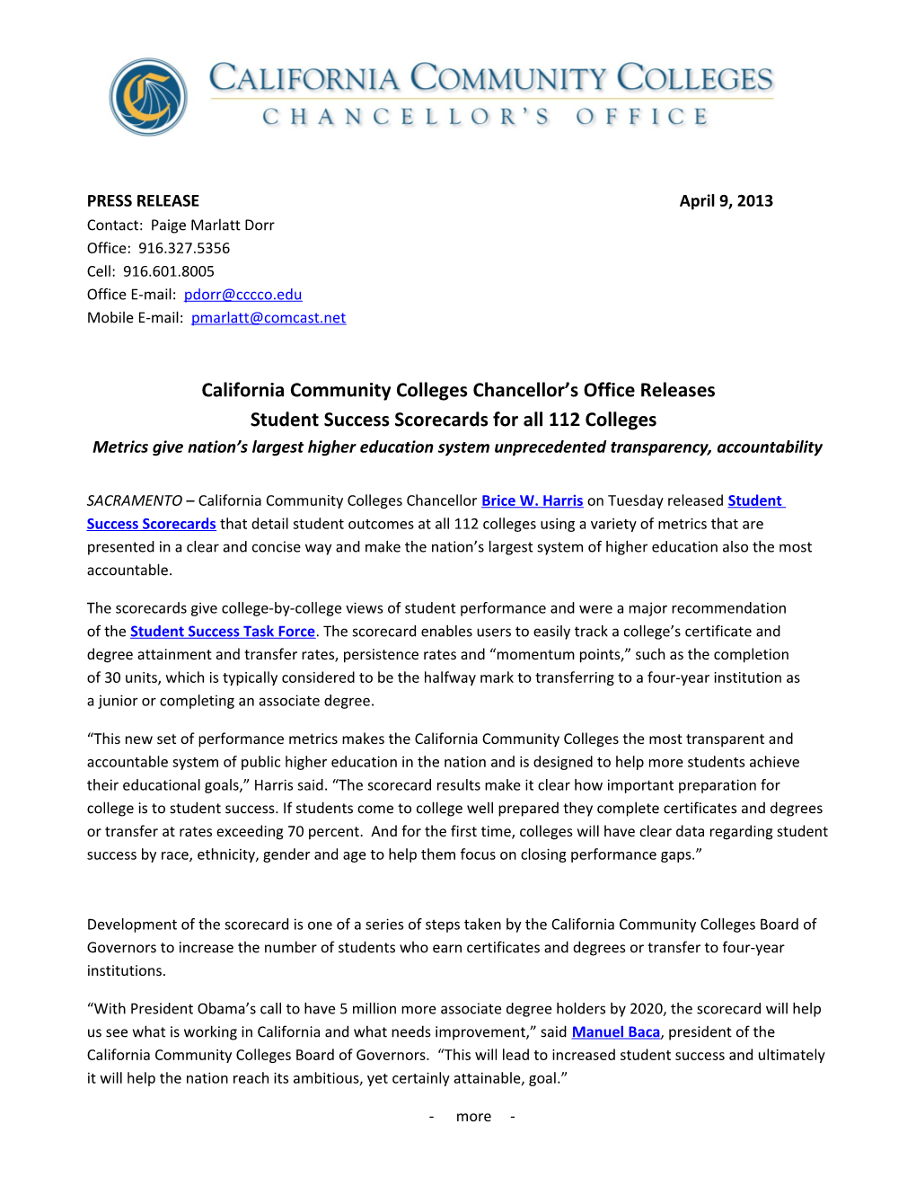 California Community Colleges Chancellor S Office Releases