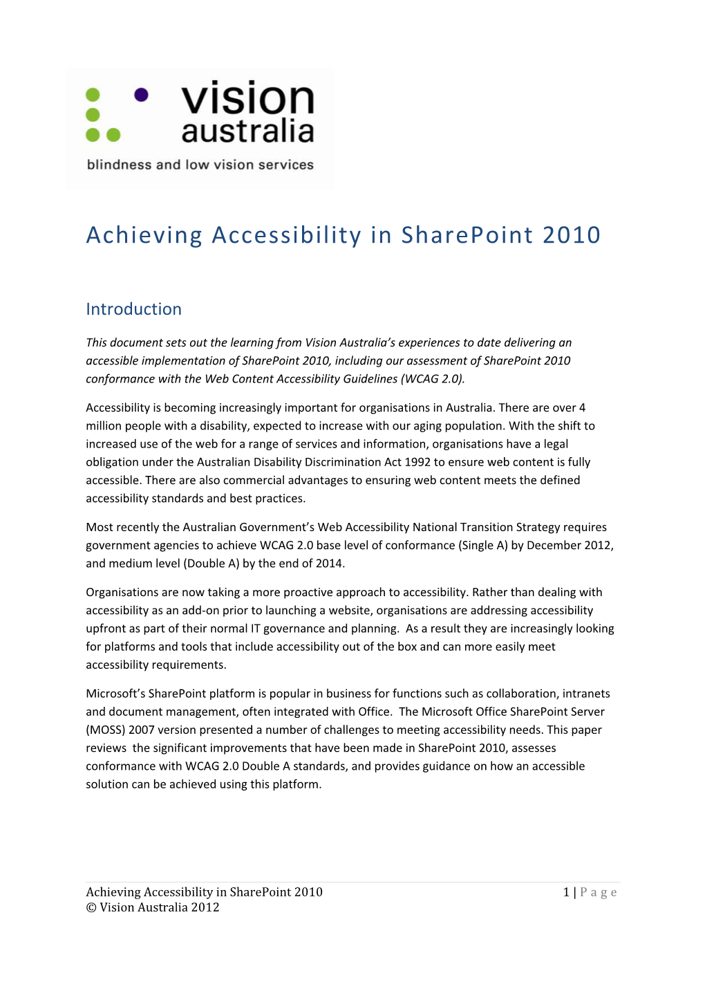 Achieving Accessibility in Sharepoint 2010