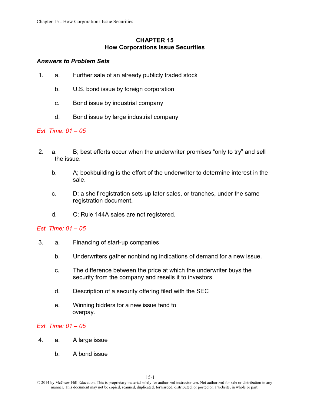 Chapter 15 - How Corporations Issue Securities