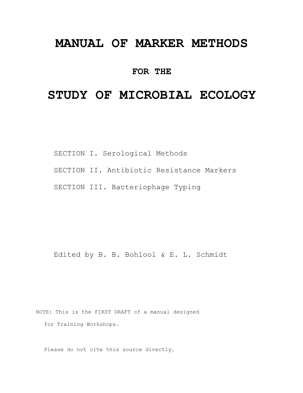 Study of Microbial Ecology