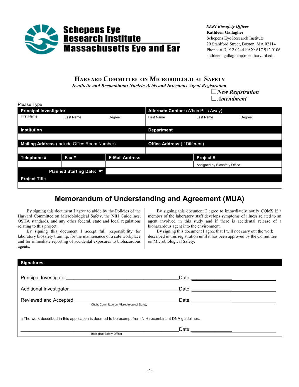 BWH Recombinant DNA Application