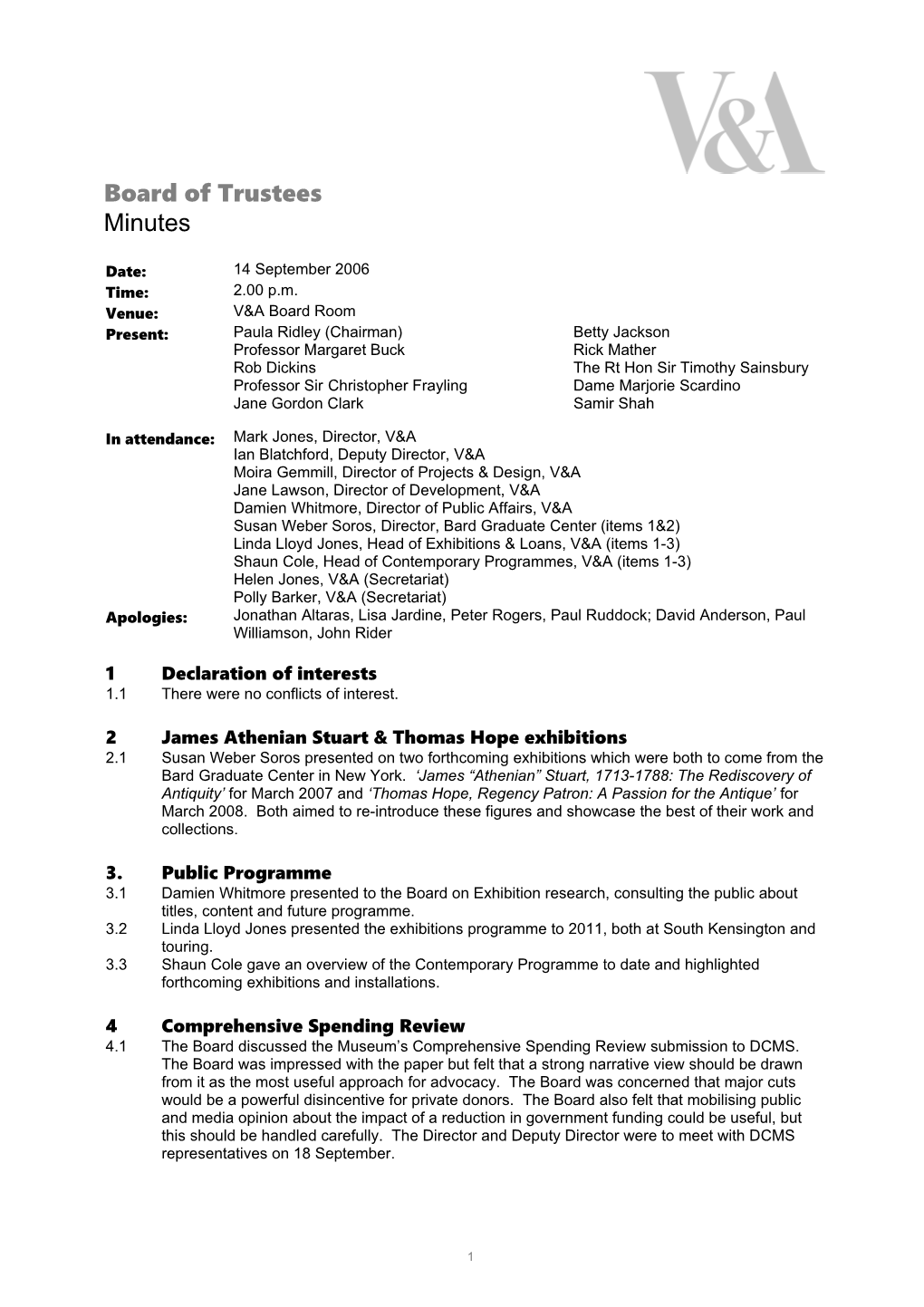 V&A Futureplan Information Sheet