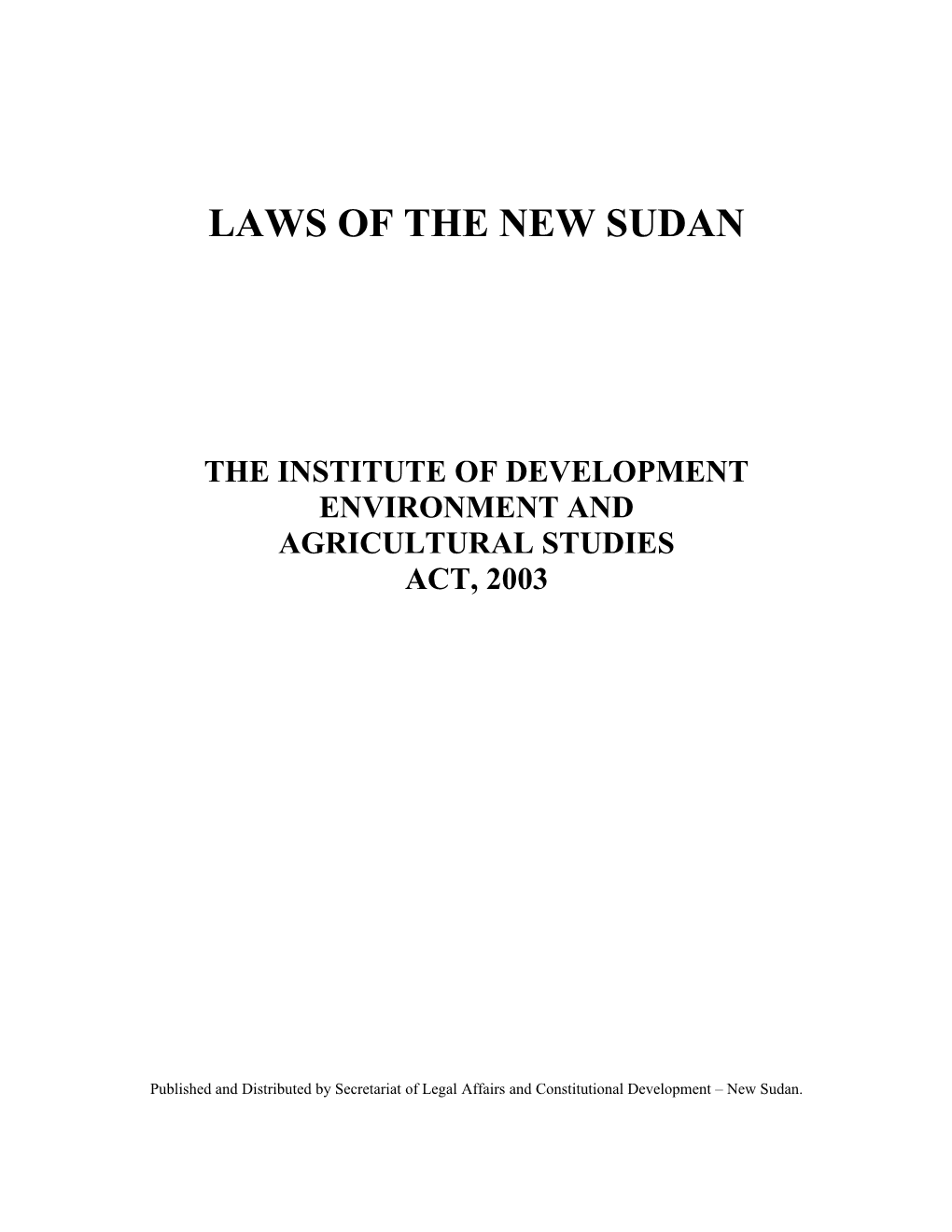 Laws of the New Sudan