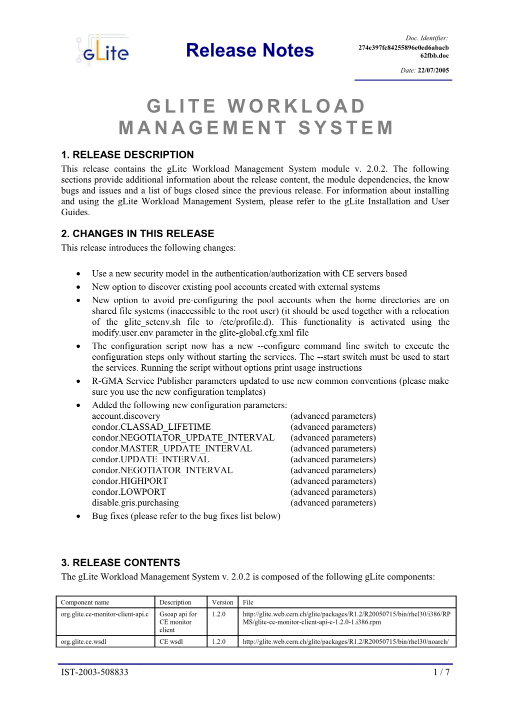 Glite WMS Server Release Notes