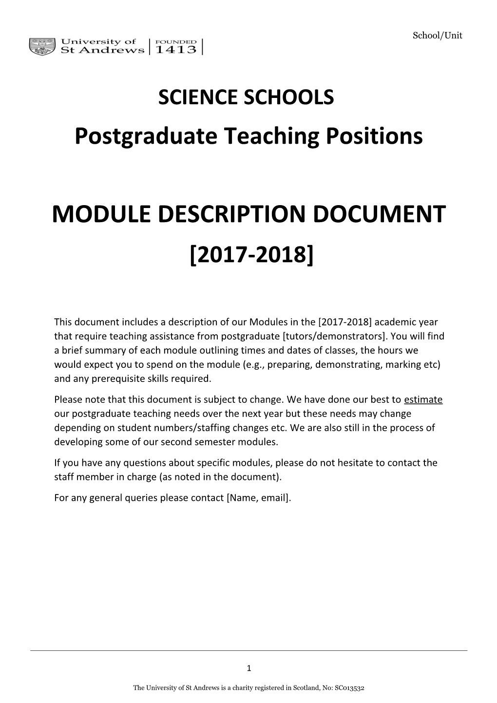 Postgraduate Teaching Positions