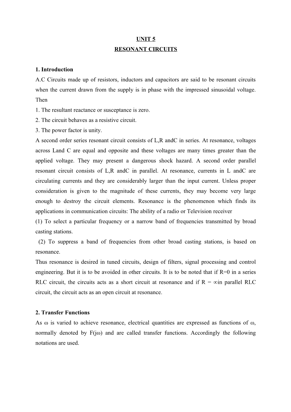 Resonant Circuits