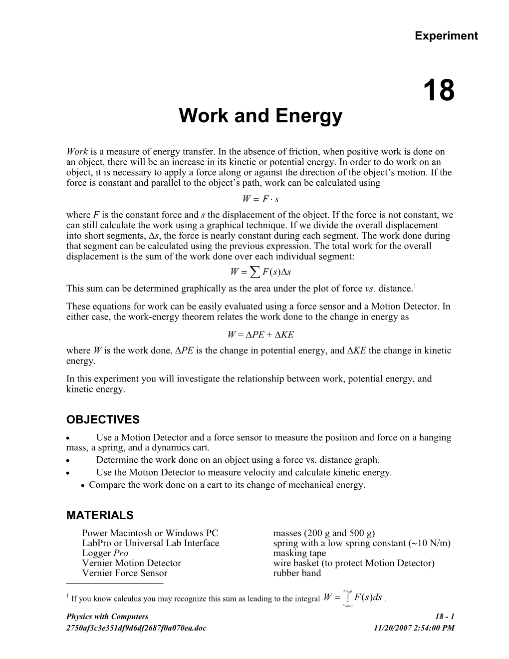 Work and Energy