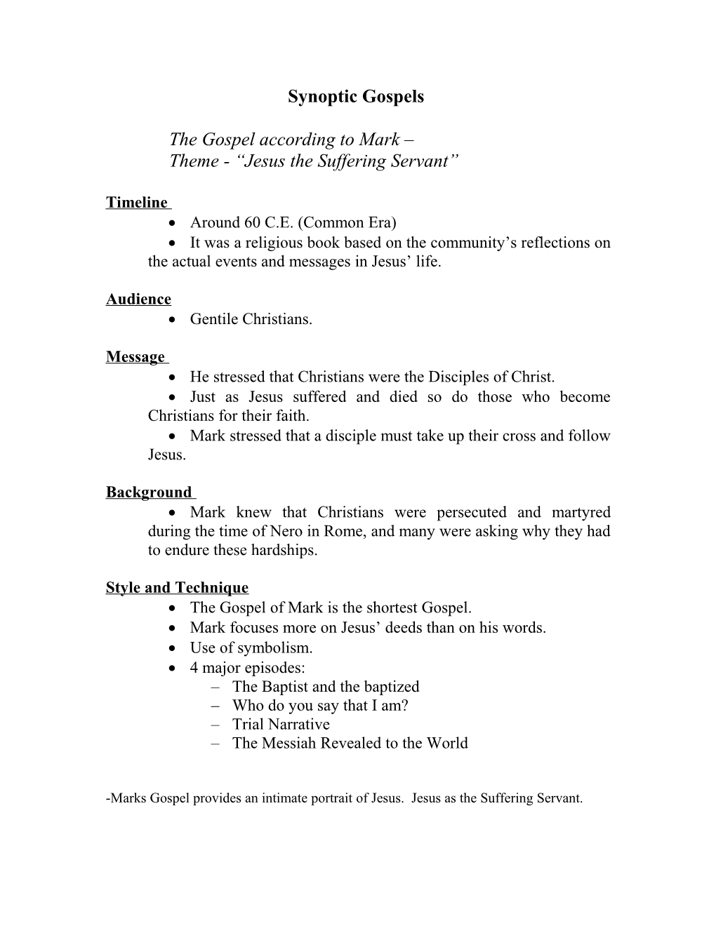 Timeline of the Gospels