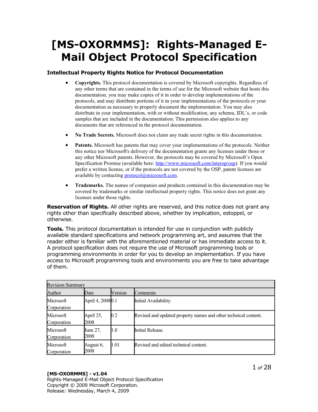 MS-OXORMMS : Rights-Managed E-Mail Object Protocol Specification