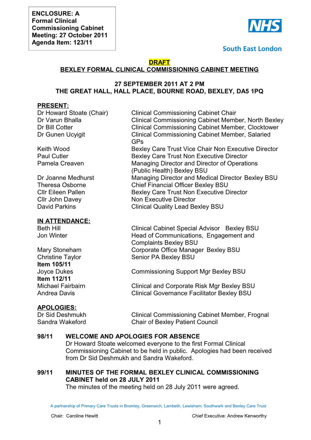 Bexley Formal Clinical Commissioning Cabinet Meeting s1
