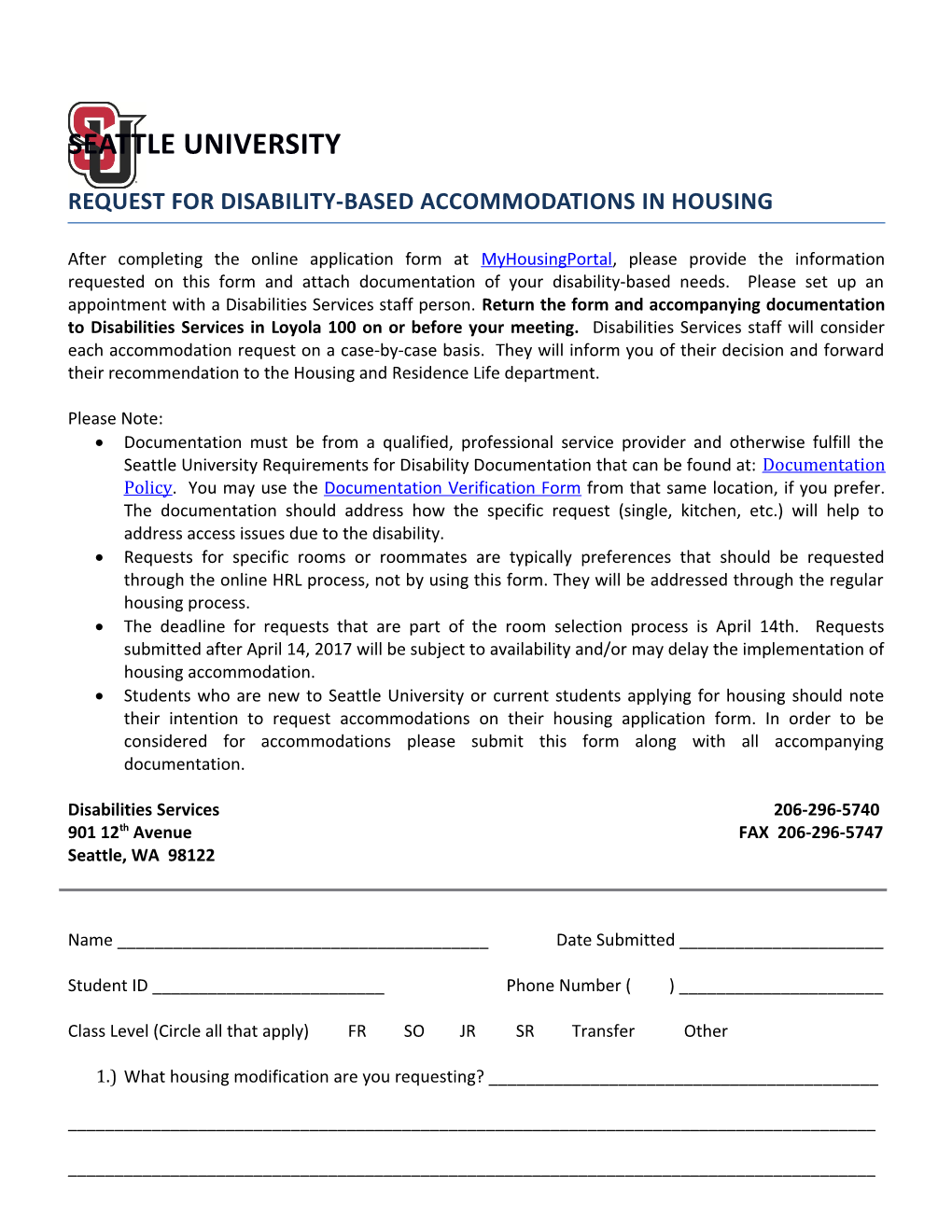 Request for Disability-Based Accommodations in Housing