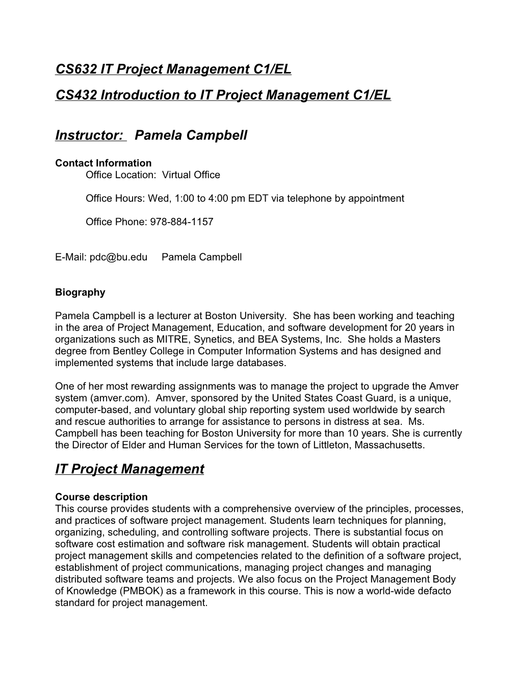 CS632 IT Project Management C1/EL