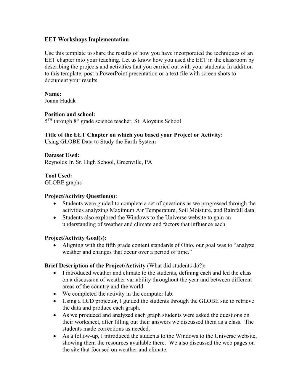 EET Workshops Implementation Sharing Template s2