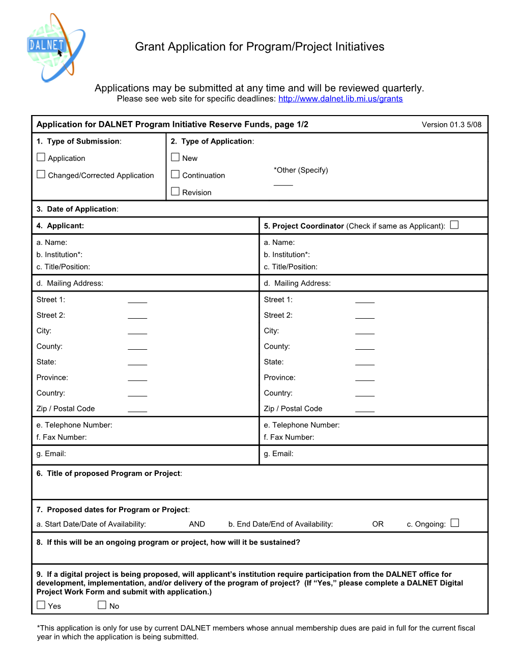 Application for Financial Assistance - SF Form 424 (MS Word) s2